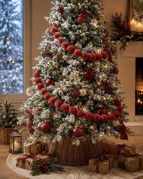 EDG Enzo De Gasperi Guirlande de Noël avec Boules Brillantes Rouges L180 cm Ø6 cm – Décoration de Noël