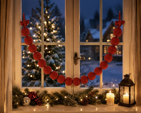 EDG Enzo De Gasperi Guirlande de Noël avec 20 Boules Brillantes Rouges Ø8 cm L180 cm – Décoration de Noël