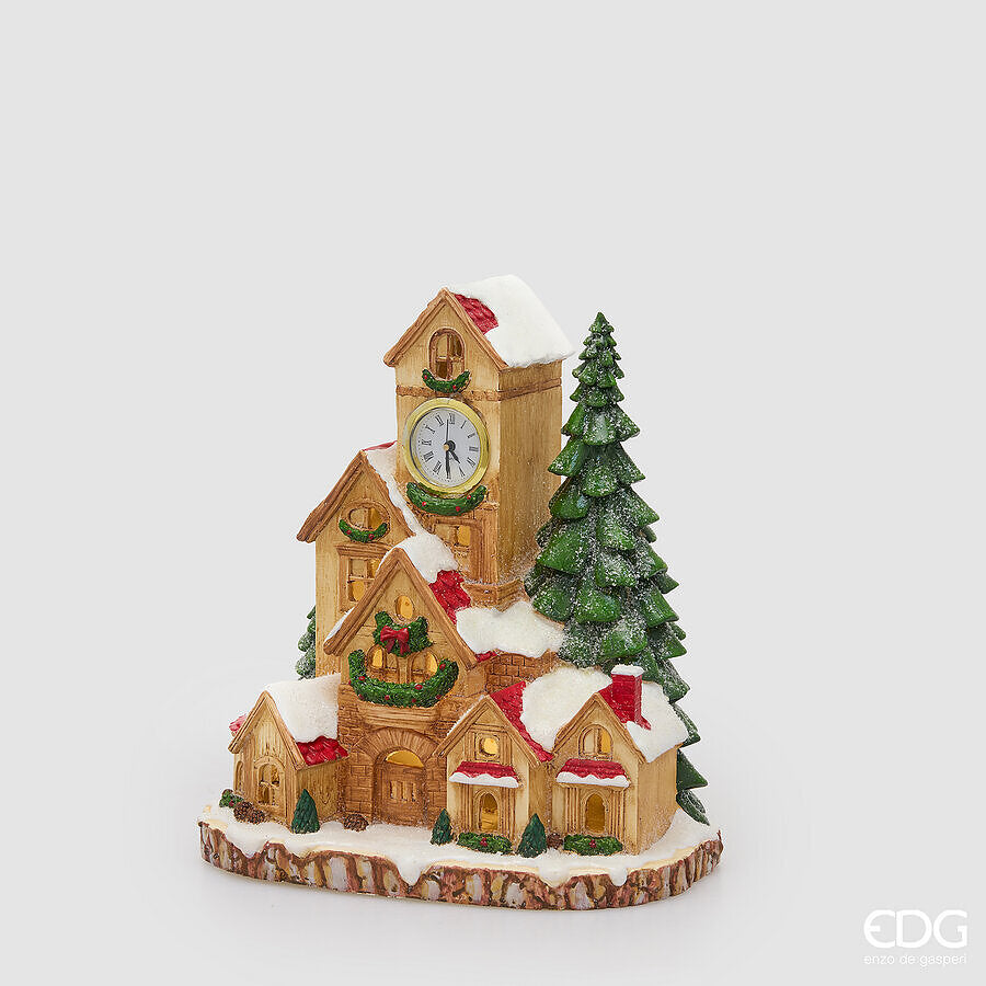 EDG Enzo De Gasperi Décoration Maison Coucou avec LED Marron 26x17xH28 cm – Décoration de Noël