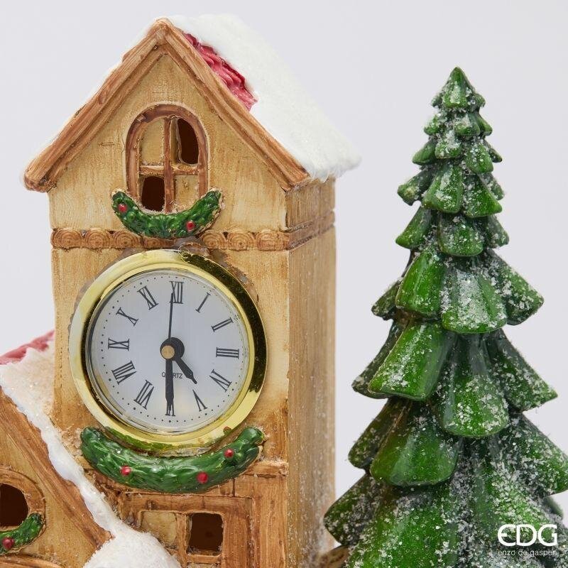 EDG Enzo De Gasperi Décoration Maison Coucou avec LED Marron 26x17xH28 cm – Décoration de Noël