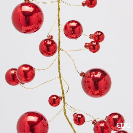 EDG Enzo De Gasperi Feston Noël Boules Mix 100 Éléments H180 cm Rouge – Décoration de Noël