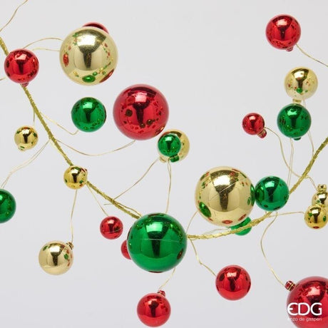EDG Enzo De Gasperi Feston Natalizio Palle Mix 100 Éléments H180 cm Vert Rouge – Décoration de Noël
