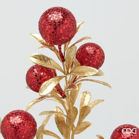 EDG Enzo De Gasperi Branche Boules Mix H75 cm Rouge Or – Décoration de Noël 1 Pcs
