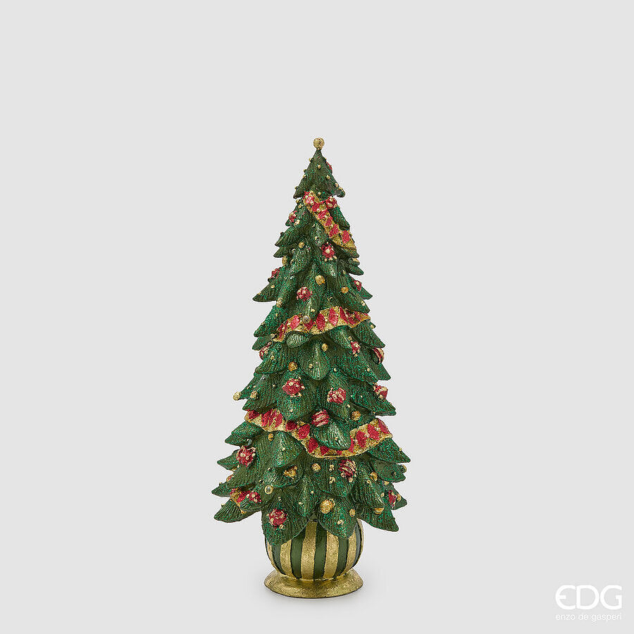EDG Enzo De Gasperi Décoration Sapin Decoglitter Vert Rouge H33 Ø15 cm – Décoration de Noël