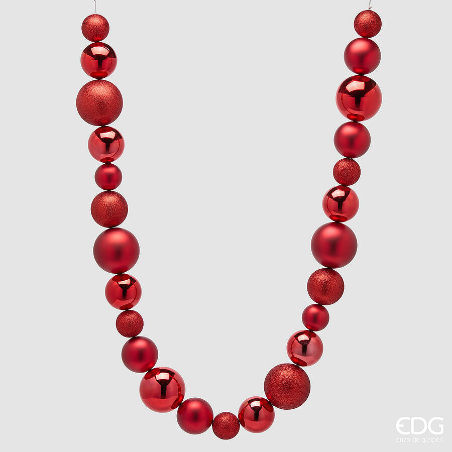 EDG Enzo De Gasperi Festone Natalizio Palle Mix 26 Palline L220 cm Rosso – Decorazione di Natale