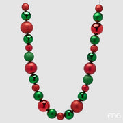 EDG Enzo De Gasperi Guirlande Festive Boules Mix 26 Boules L220 cm Vert Rouge – Décoration de Noël