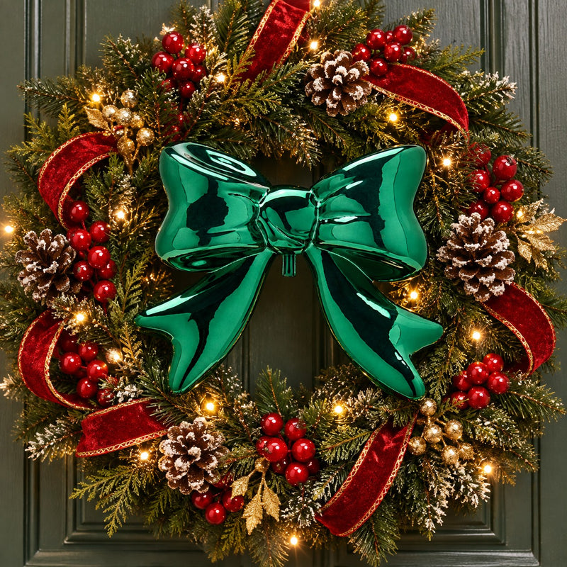 EDG Enzo De Gasperi Nœud Décoratif Vert 63x23x6 cm – Décoration de Noël