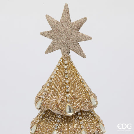 EDG Enzo De Gasperi Sapin Noël avec Pierres H46 Ø21 cm Or Clair – Décoration de Noël