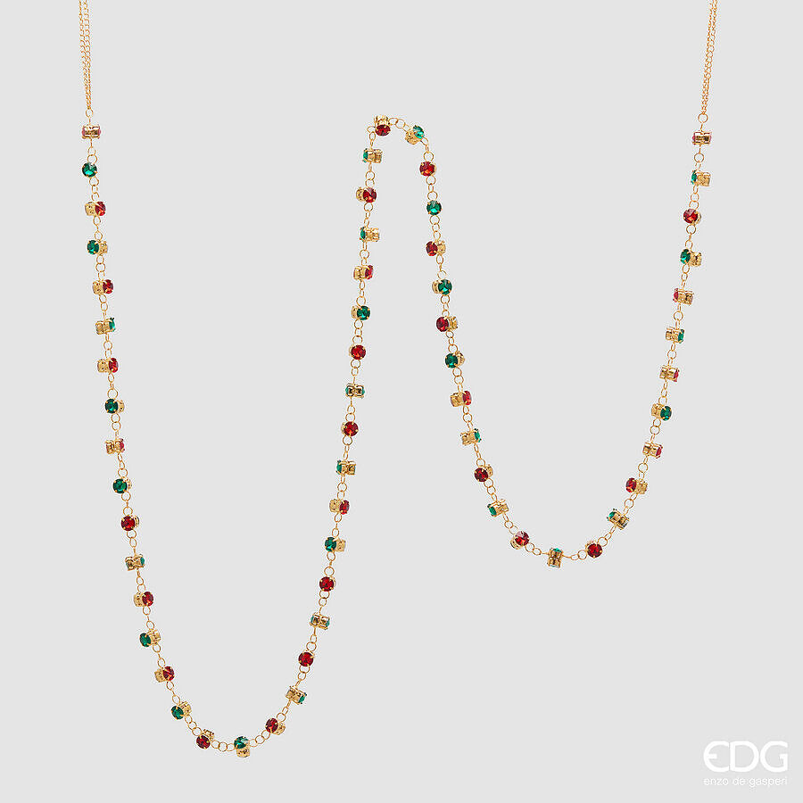 EDG Enzo De Gasperi Festone Natalizio con Gemme L160 cm Verde Rosso – Decorazione di Natale