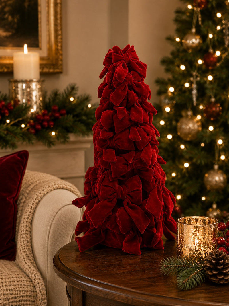 EDG Enzo De Gasperi Cono Natalizio con Fiocchi H33 Ø19 cm Rosso – Decorazione di Natale