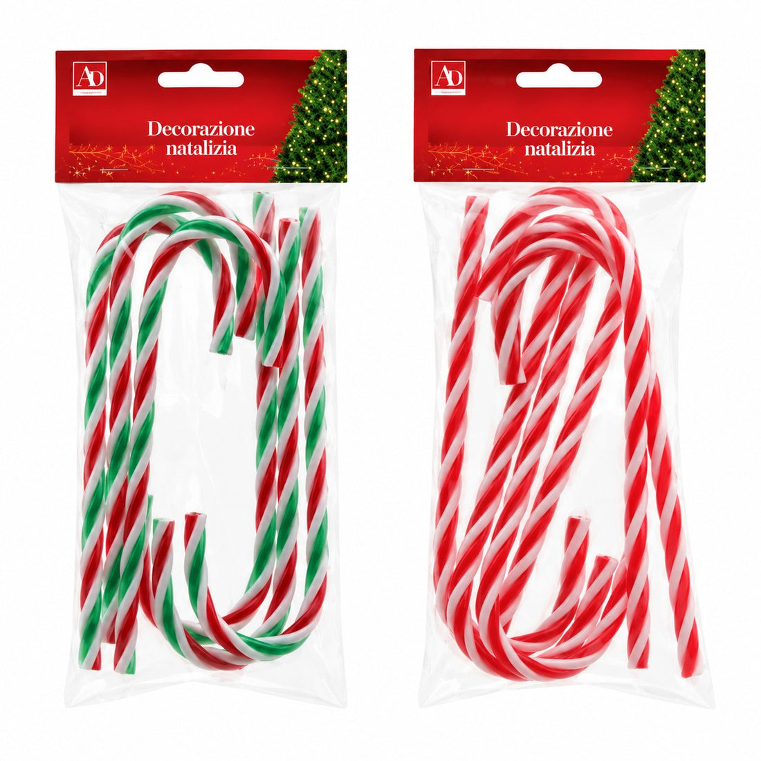 Ad Trend Set 6 Bastoncini di Natale in Plastica Assortiti 15 cm 1 Cf – Decorazione Natalizia