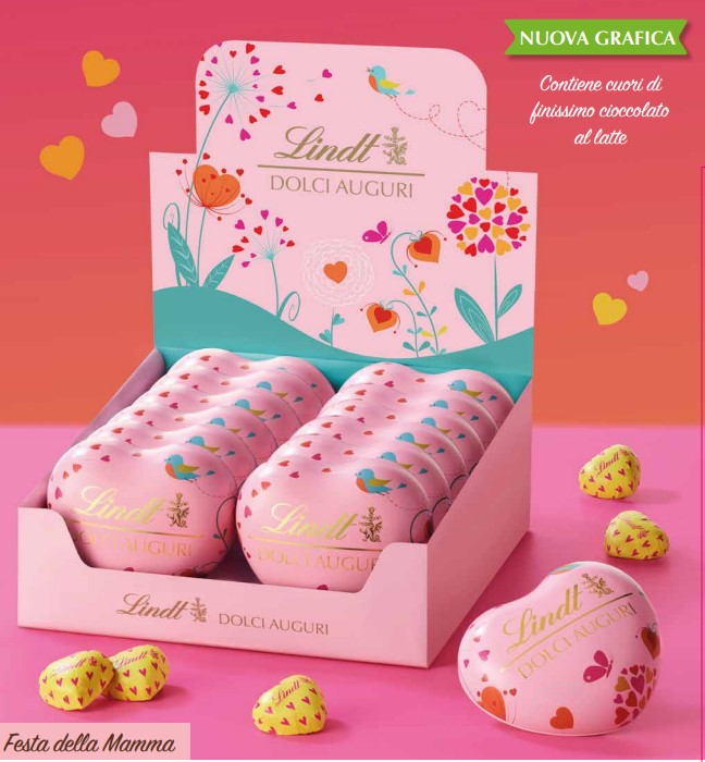 Boîtes de chocolat au lait Lindt Heart pour la fête des Mères, 69 g, 1 pièce