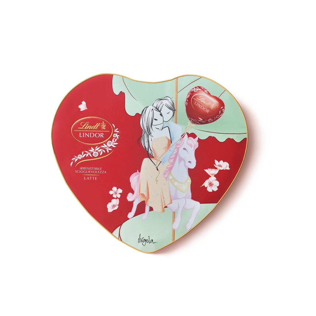 Boîte de 250 g de chocolat au lait Lindt Lindor en forme de cœur
