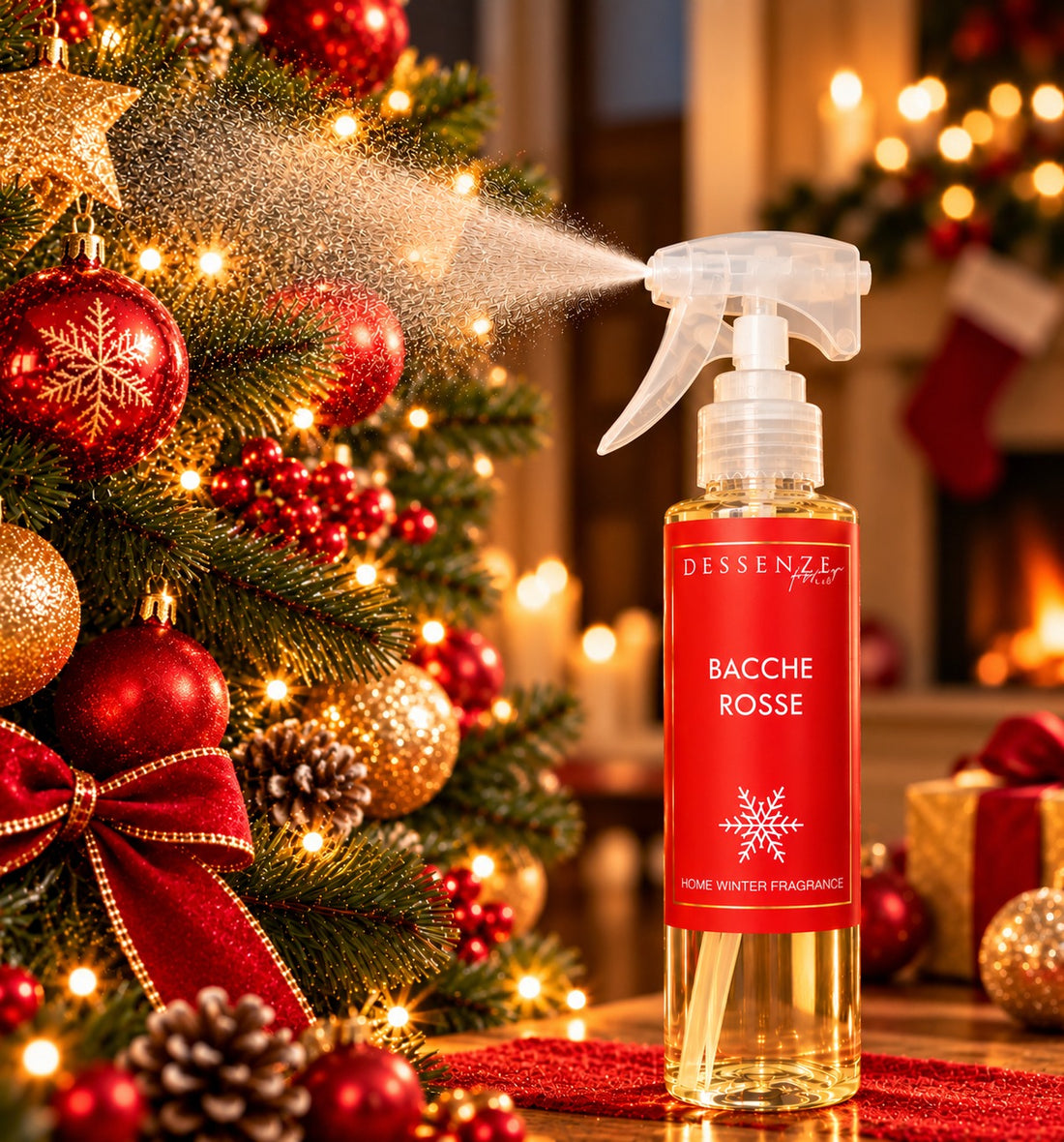 DESSENZE Parfum pour Sapin de Noël Christmas Spray Baies Rouges 100 ml – Spray Parfumé de Noël