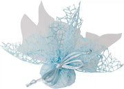 Sachets de confettis, voile bombonière rond en tulle bleu clair - Offre de 25 pièces