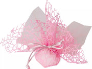 Sachets de confettis, voile bombonière rond en tulle rose - Offre de 25 pièces