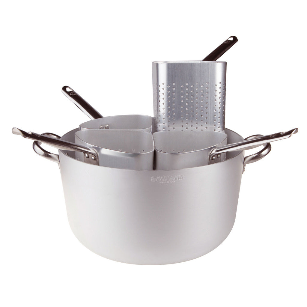 AGNELLI Casserole D 36 cm avec 4 passoires à quartiers – Faitout multifonction pour pâtes et légumes