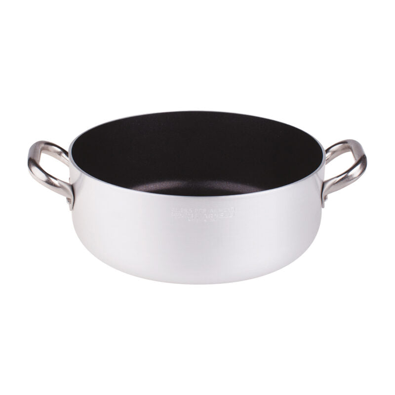 AGNELLI Casserole Basse Antiadhésive avec 2 Poignées Inox D 32 cm