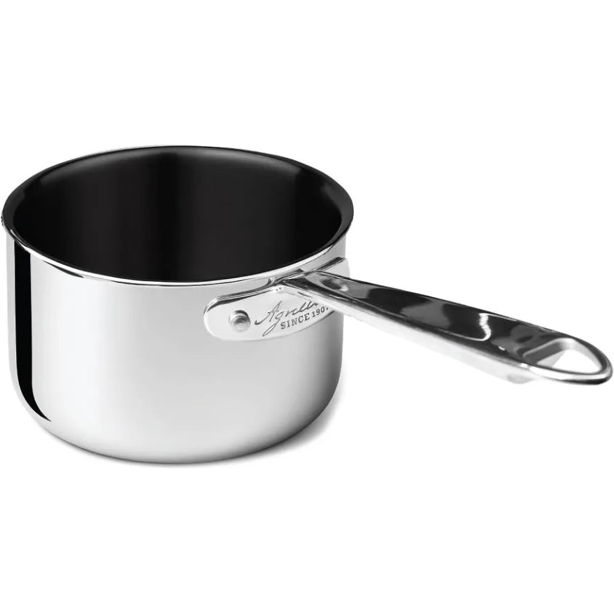 AGNELLI Faitout Haut Aluinox 2 plis Antiadhésif 1 Anse D 16 Cm