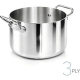 AGNELLI Faitout Haut Aluinox 3 plis 2 poignées Inox poli 28x18 cm