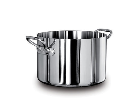 AGNELLI Faitout haut Aluinox 3 plis 2 poignées Inox brillant 32x20 cm
