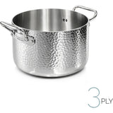 AGNELLI Faitout haut martelé Aluinox 3 plis 16x12 cm avec 2 poignées en acier inoxydable