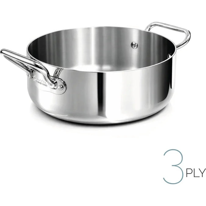AGNELLI Casserole basse Aluinox 3Ply Inox brillant 24x9,5 cm 2 anses