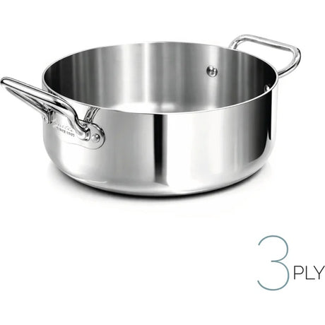 AGNELLI Casserole Basse Aluinox 3Ply Inox Brillante 36x13 cm 2 Poignées