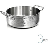 AGNELLI Faitout Bas Martelé Aluinox 3 Plis 20x6 cm avec 2 Poignées en Acier Inoxydable