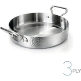 AGNELLI Faitout Aluinox Martelé 3PLY 28x6 Cm sur 2 Poignées en Inox