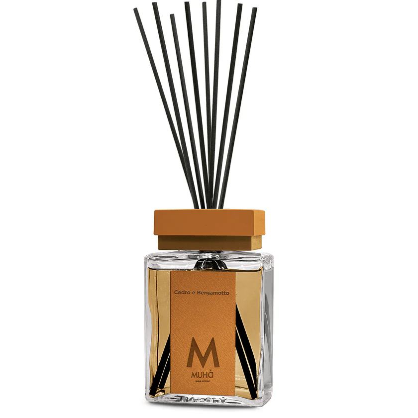 Muhà Luxe Parfum Diffuseur d'Ambiance avec Bâtonnets Cèdre et Bergamote 1 000 ml