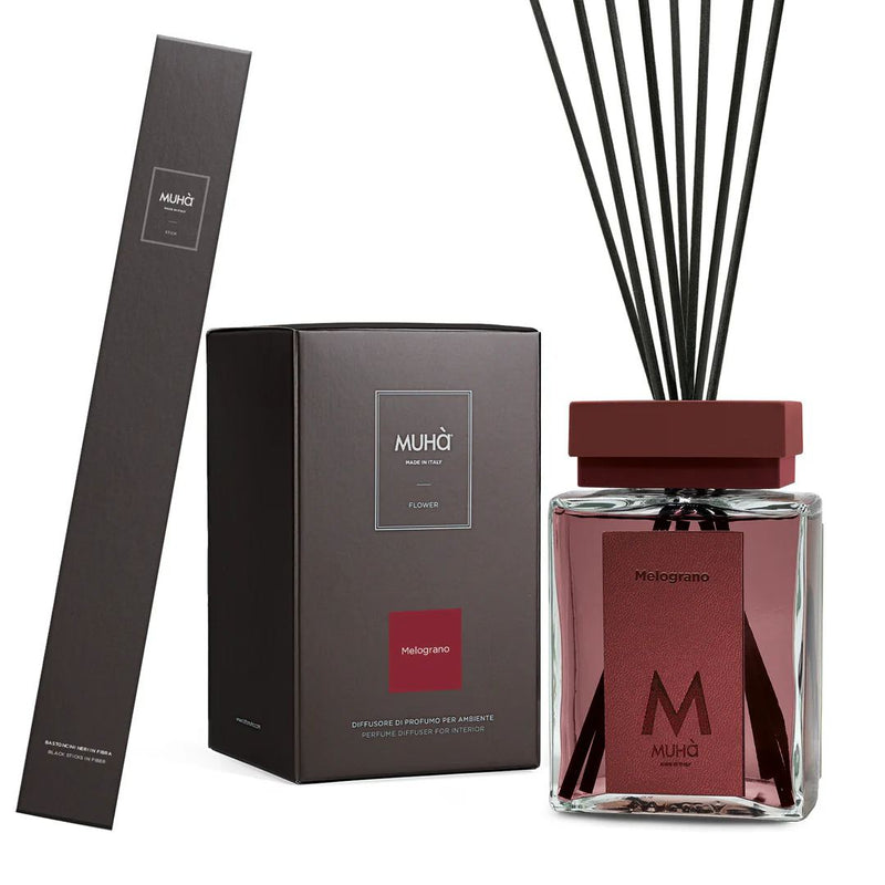 Muhà Luxe Parfum Diffuseur d'Ambiance avec Bâtonnets Grenade 1 000 ml