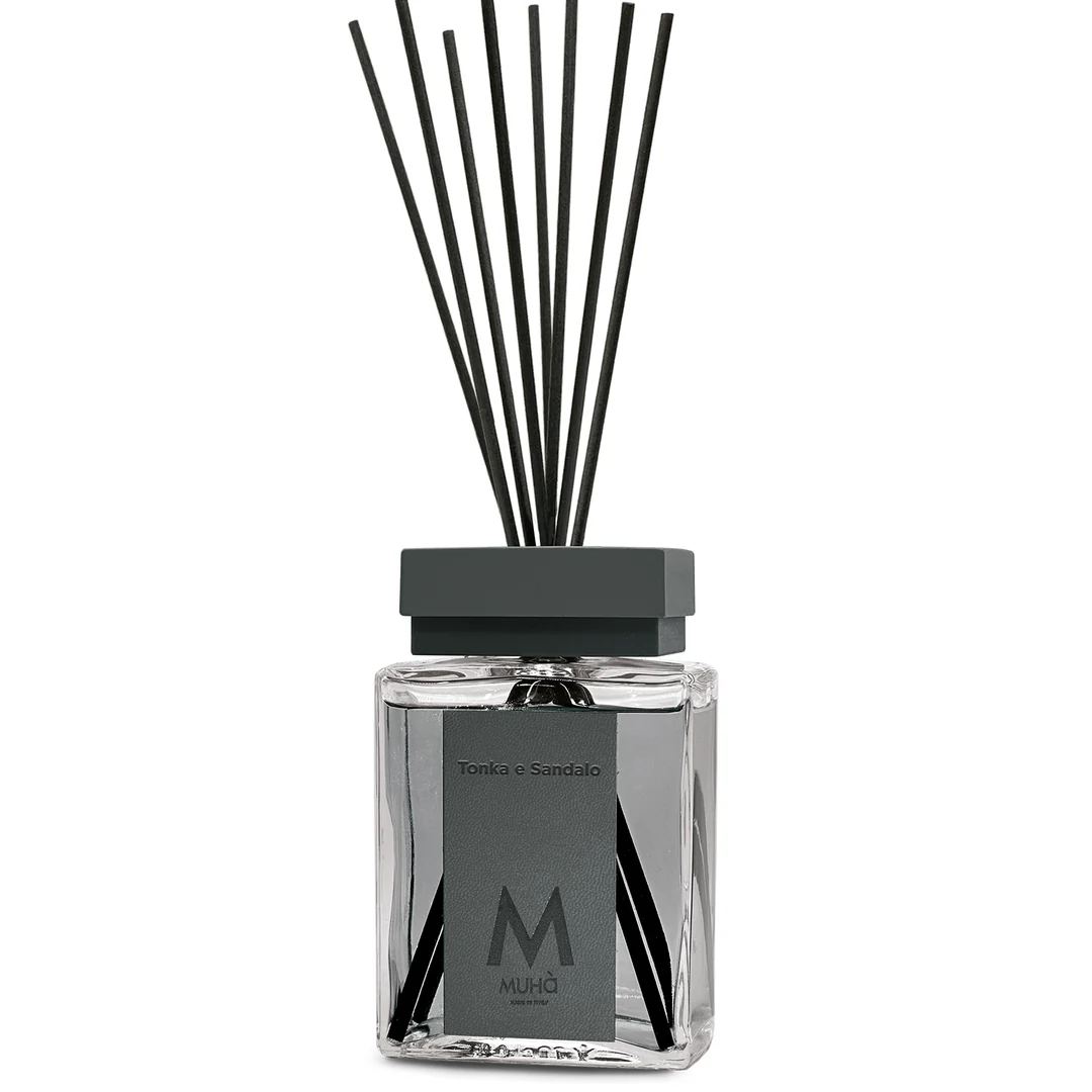 Muhà Luxe Parfum Diffuseur d'Ambiance avec Bâtonnets Tonka et Santal