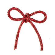 Piovaccari Nœud de Noël Bows with Diamonds Rouge 6,5xH7 cm – Nœud décoratif avec diamants pour sapin de Noël, décorations et paquets cadeaux