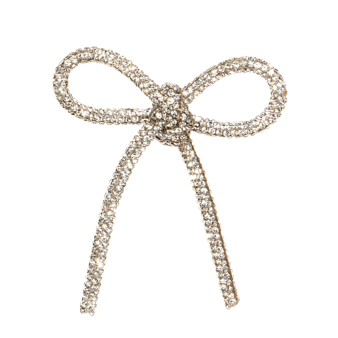 Piovaccari Nœud de Noël Bows with Diamonds Argent 6,5xH7 cm – Nœud décoratif avec diamants pour sapin de Noël, décorations et emballages cadeaux