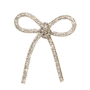 Piovaccari Nœud de Noël Bows with Diamonds Argent 6,5xH7 cm – Nœud décoratif avec diamants pour sapin de Noël, décorations et emballages cadeaux