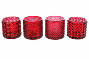 Bougeoirs en verre ARPIMEX Ø 7 cm H 6,8 cm Rouge Mix 4 pièces