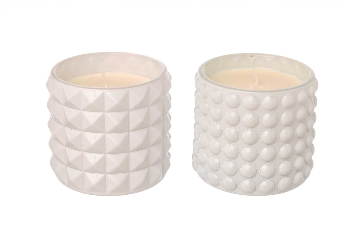 Pot en verre avec cire ARPIMEX D 9,5 cm H 8,5 cm Mix 2 pièces Blanc