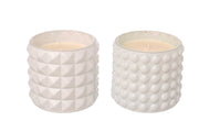 Pot en verre avec cire ARPIMEX D 9,5 cm H 8,5 cm Mix 2 pièces Blanc