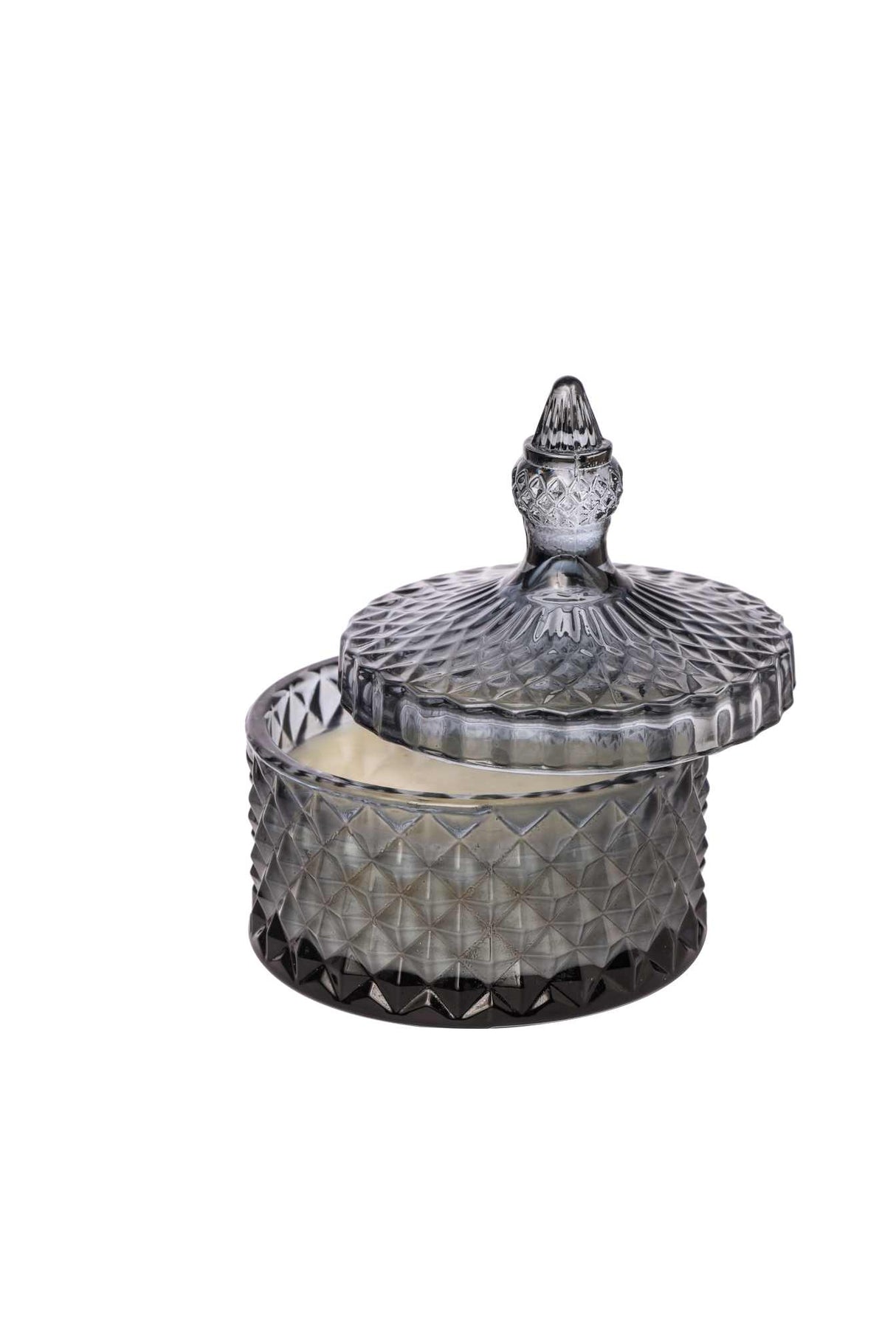 Pot en verre avec cire D 10,5 cm H 13 cm gris 