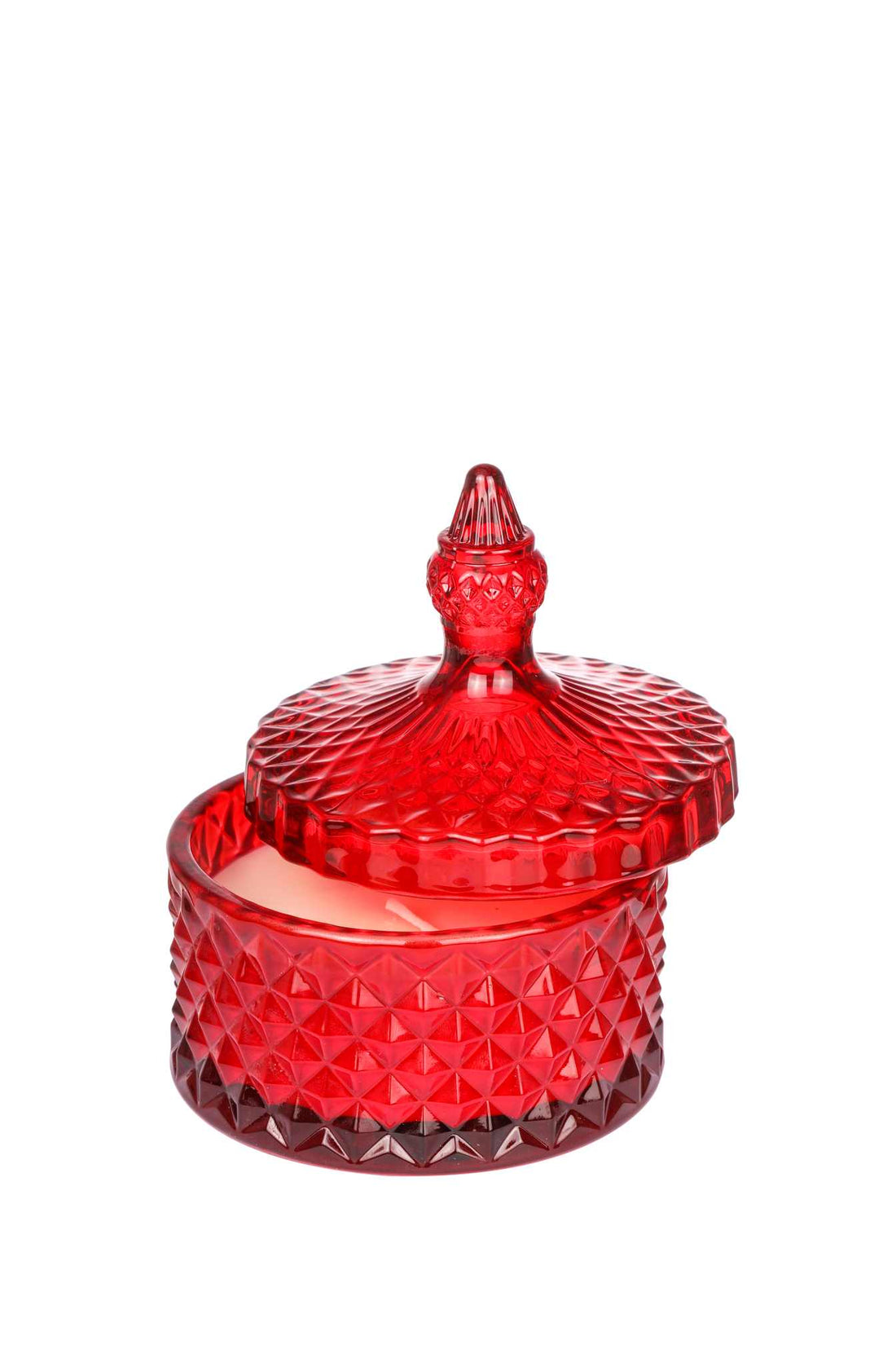 Pot en verre ARPIMEX avec cire D 10,5 cm H 13 cm Bomboniera Rouge