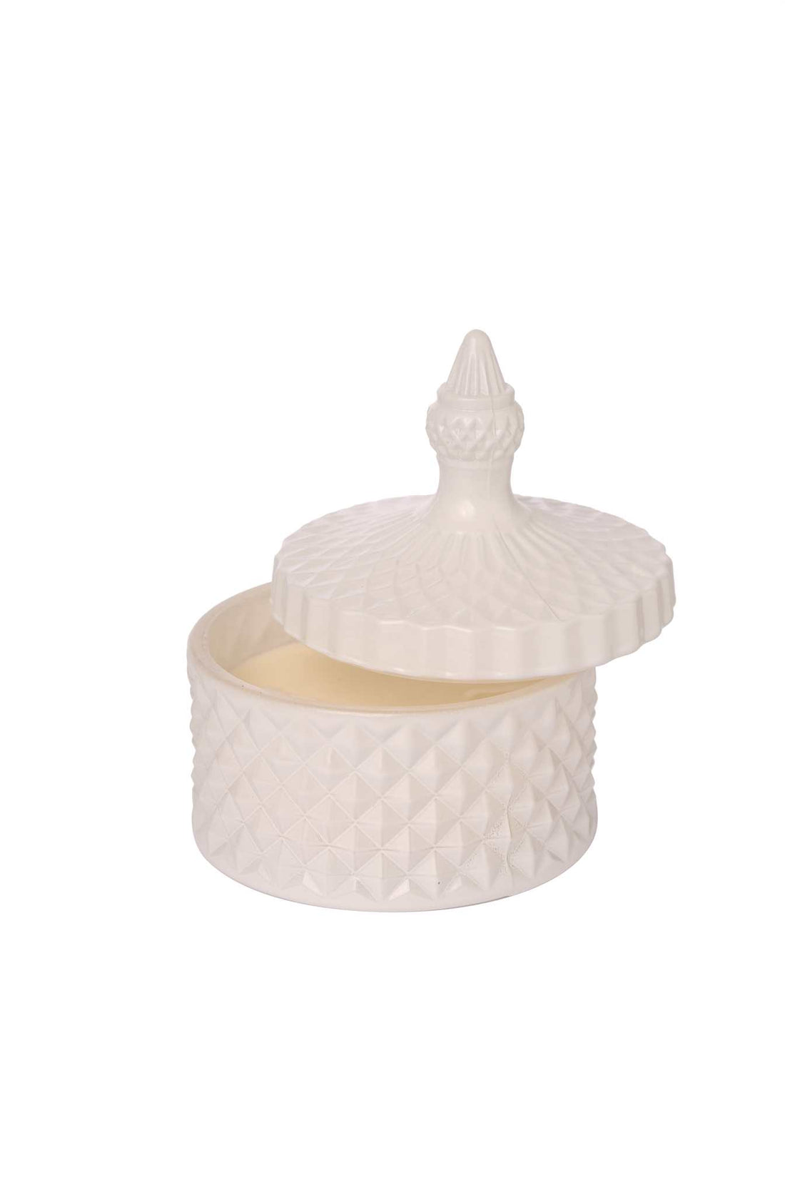 Pot en verre avec cire ARPIMEX D 10,5 cm H 13 cm Blanc