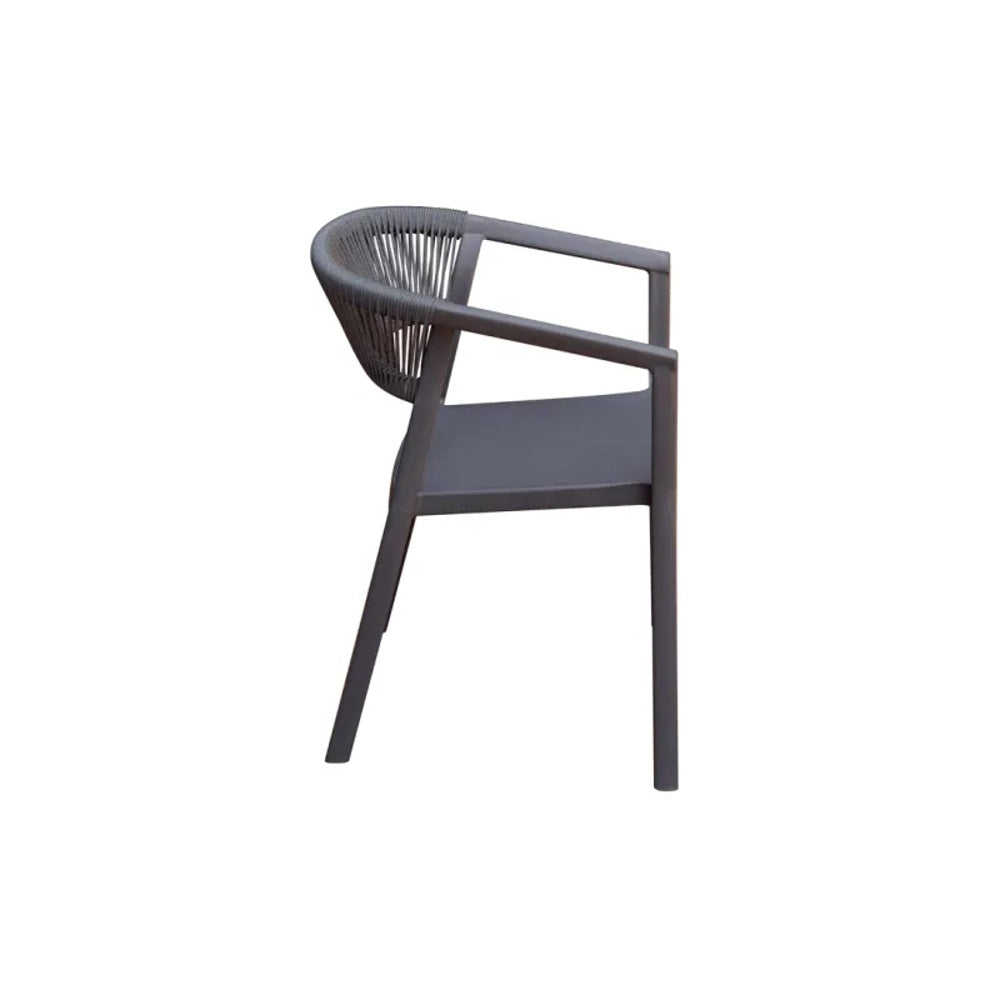 Moia Greenwood Fauteuil Chaise Lyon en Polypropylène avec Corde Anthracite – Chaise d'Extérieur Empilable Résistante aux UV