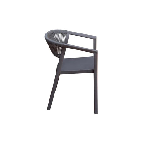 Moia Greenwood Fauteuil Chaise Lyon en Polypropylène avec Corde Anthracite – Chaise d'Extérieur Empilable Résistante aux UV