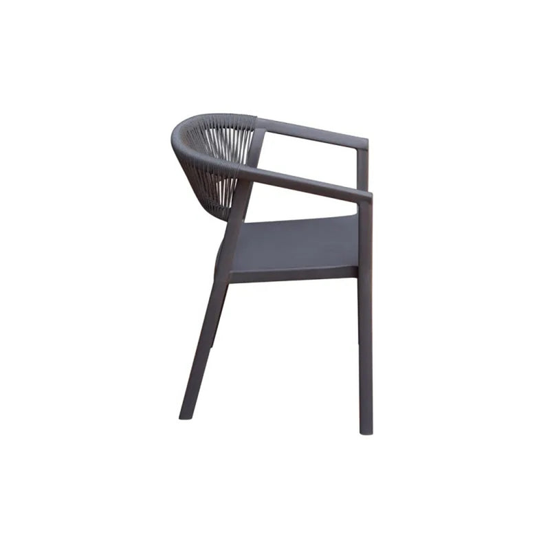 Moia Greenwood Fauteuil Chaise Lyon en Polypropylène avec Corde Anthracite – Chaise d'Extérieur Empilable Résistante aux UV