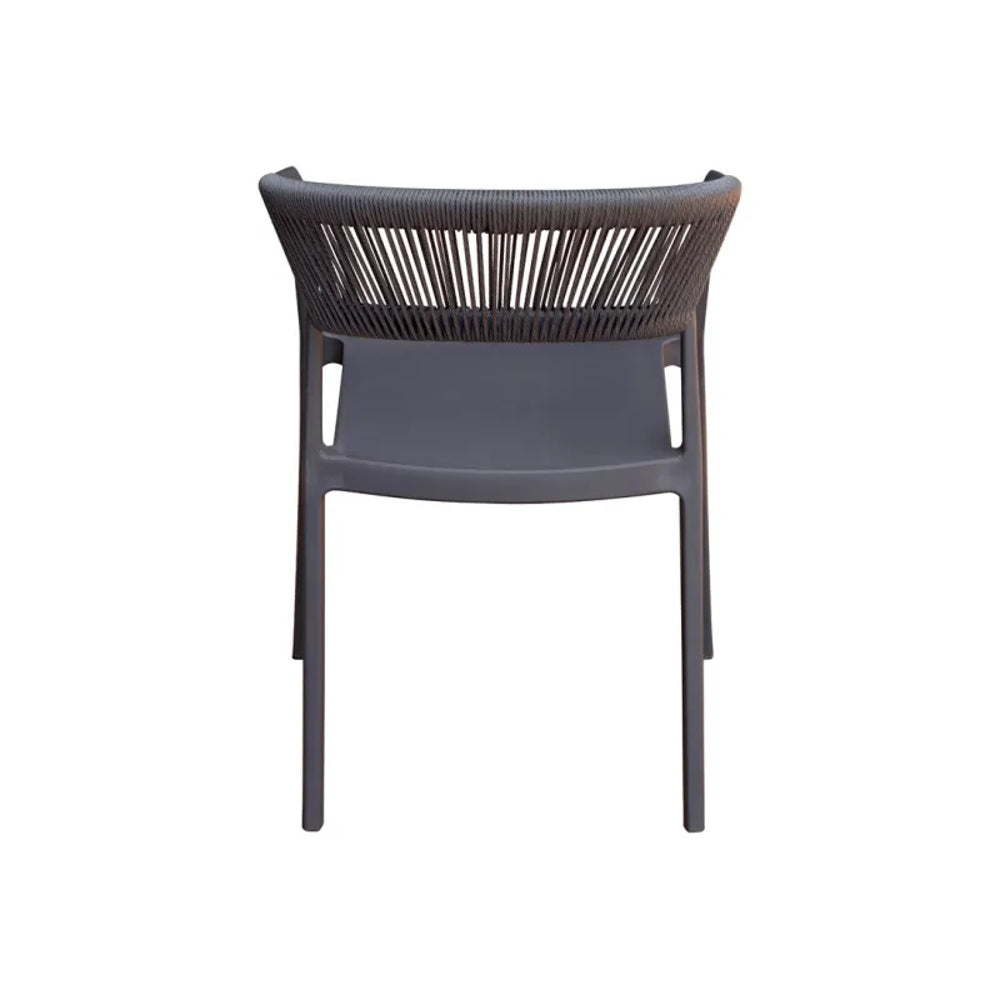 Moia Greenwood Fauteuil Chaise Lyon en Polypropylène avec Corde Anthracite – Chaise d'Extérieur Empilable Résistante aux UV
