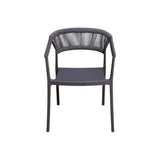 Moia Greenwood Fauteuil Chaise Lyon en Polypropylène avec Corde Anthracite – Chaise d'Extérieur Empilable Résistante aux UV