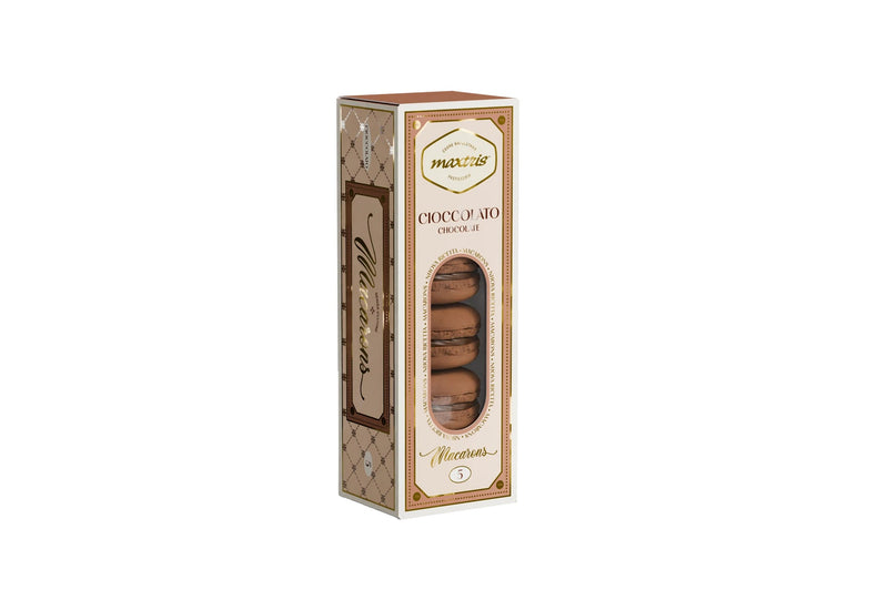 Maxtris Macarons Cacao Tortora 70 g 5 Pezzi – Dolcetti Macarons al Gusto Cacao per Feste, Confettate e Idee Regalo