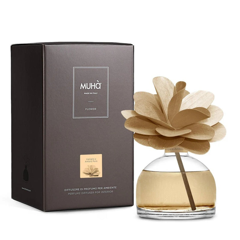 Muhà Flower Diffuseur de Parfum Camélia 200ml Vanille & Ambre Pure