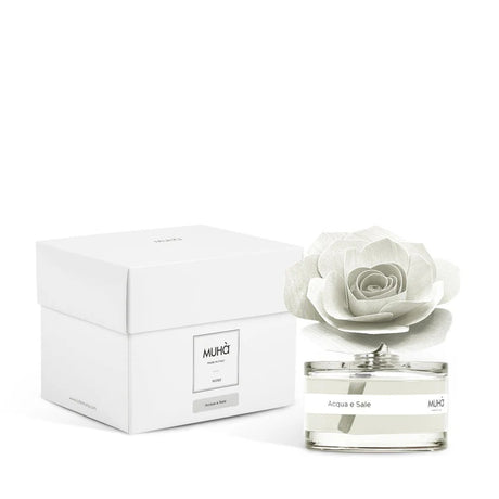 Muhà Diffuseur de parfum Rose Blanche Bombonière Eau et Sel 50ml